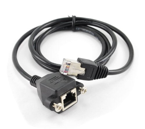 CablesOnline 3ft Cat5e RJ45 M/F Shielded Ethernet Network Screw Panel Mount Extension Cable, (U-P003)