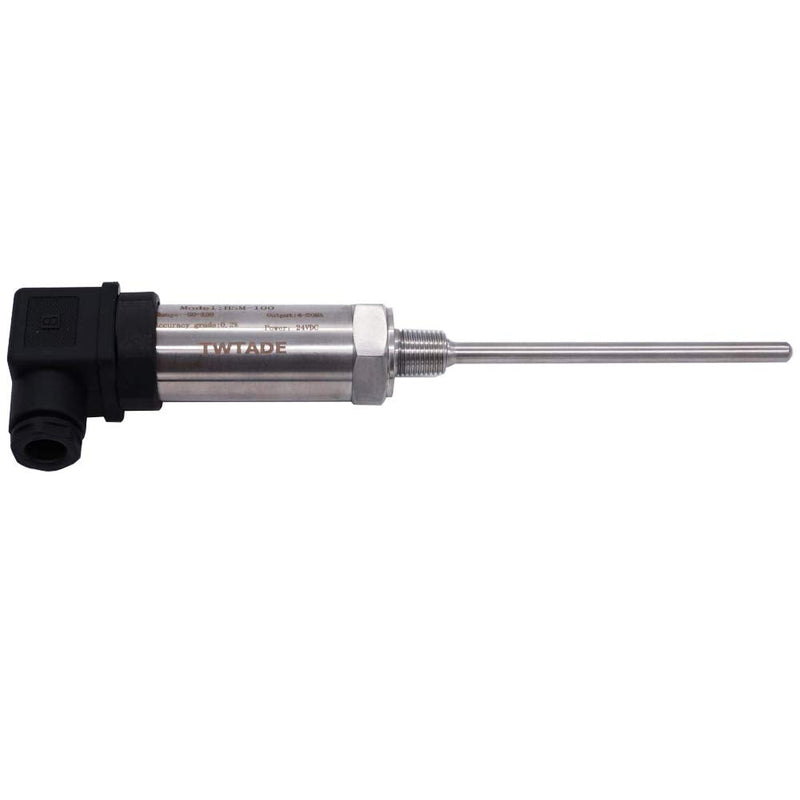 TWTADE Industrial Temperature Sensor Temperature Transmitter -50°C~+150°C, 2-Wire 4-20mA Signal Output 1/4" NPT, Male Thread, Probe Rod Length: 100MM 1/4"NPT-100MM