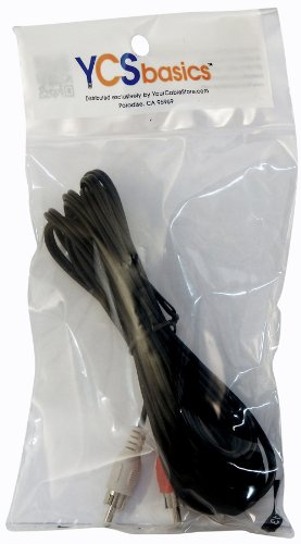 YCS Basics 12 Foot 3.5mm Stereo to 2 RCA Male Cable 12 Ft