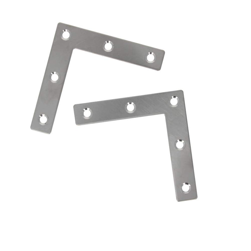 MroMax 5PCS L-Shaped Right Angle Bracket (L x W) Stainless Steel Right Angle Bracket Fastener Silver