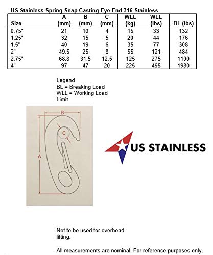 10 Pieces Stainless Steel 316 Spring Gate Snap Hook Clip 2" Marine Grade Lobster Claw