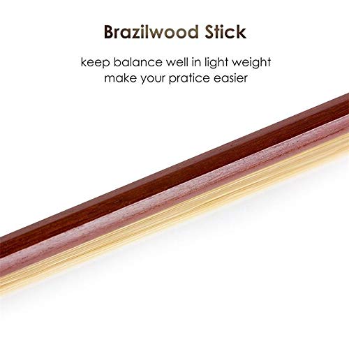 Violin Bow 4/4 Superior Brazilwood Violin Bow Ebony Frog White Horse Hair Well Balanced Handmade Intermediate Users Advance Students Violin Bow