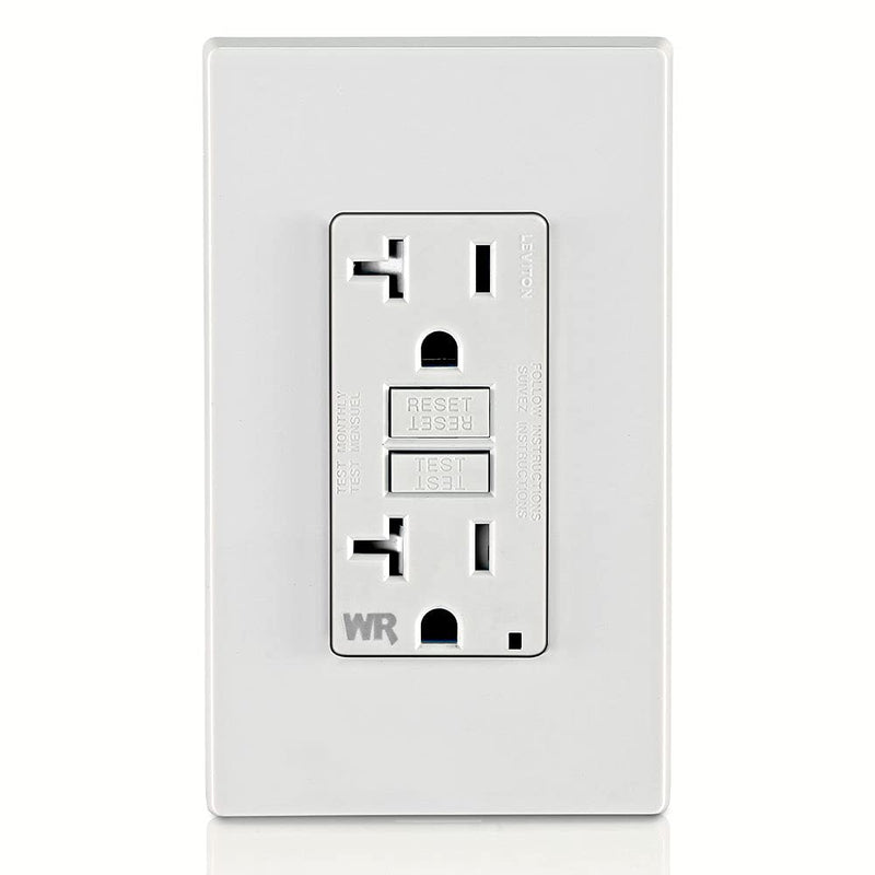 Leviton GFWT2-W Self-test SmartlockPro Slim GFCI Weather-Resistant and Tamper-Resistant Receptacle with LED Indicator, 20-Amp, White 20 Amp