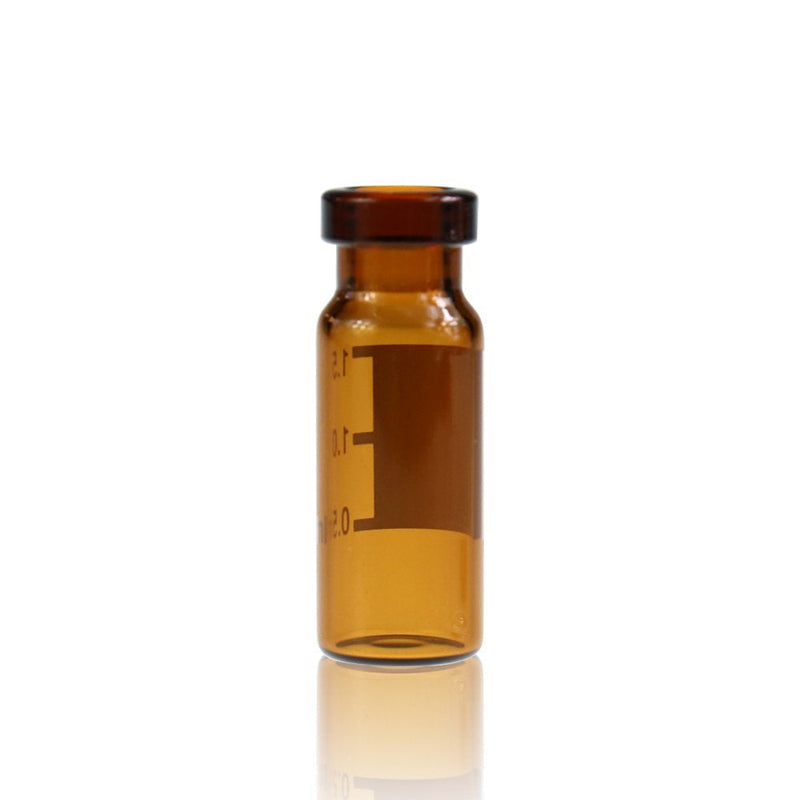 ALWSCI Amber Glass Flat Base Vial, 11mm Wide Opening Crimp Top Vial, 2mL, 12mm x32mm, Pack of 100 Amber BorosiliGlass with Graduation