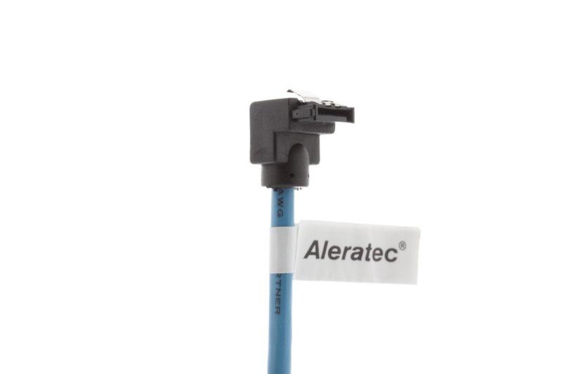 Aleratec SATA 3 Cable 6gb Male Straight to Angle w/Clip 20 in 12-Pk Solid Blue