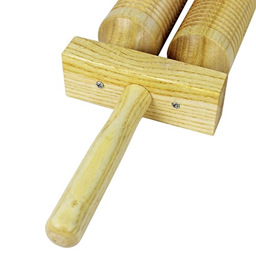 A-Star AP4222 Two Tone Double Wood Block Agogo Guiro Scraper with Wooden Beater, Brown Double Tone Bell