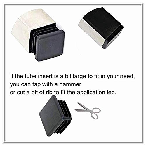10 Pack: Square Black Plastic Plug, (1.75" (1-3/4" OD), 10-14 Gauge) for ID 1.49"-1.58" -Tubing End Cap, Furniture Chair Glide Inserts | Fencing Post End Inserts | by SBD 1.75" (1-3/4") 10 - 14 Gauge