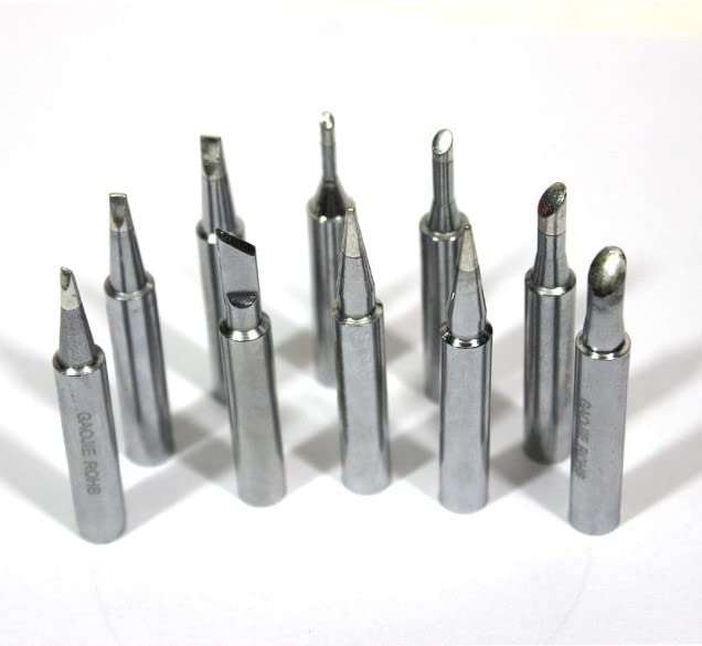 Fielect 10pcs Soldering Iron Tips Replacement Pure Copper Solder Tip Welding Equipment for Soldering Silver 900M-T-2.4D Flat