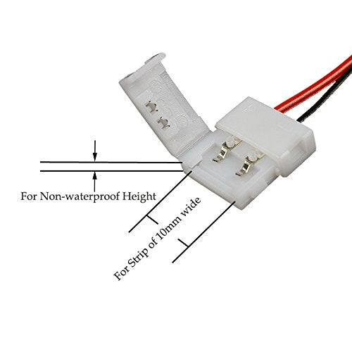 [AUSTRALIA] - 10PCS 5050 5630 LED Flexible Light Strip Clip on Connector and Pigtail Cable 2 Pins 10mm Wide Strip to Strip Jumper Wire Solderless 