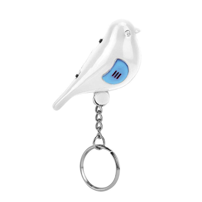 Whistle Key Finder Voice Control Bird Shape Keychain Mini Key Anti-Lost Tracer Finder with LED Light Suitable for Key Wallet Cellphone(White) White