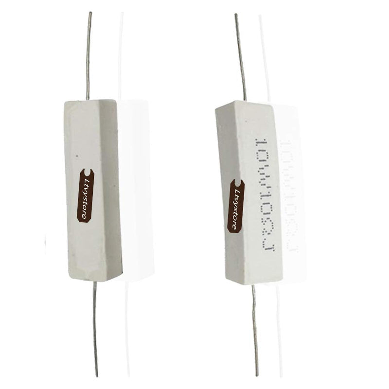 Cement Resistor,Ltvystore 30Packs 10W 10 Ohm 5% Axial Lead Wire Wound Fixed Ceramic Cement Resistors Flame Resistance 1.9" x 0.39" x 0.35"