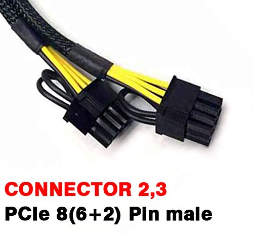 TeamProfitcom 8 Pin Male to Dual 8(6+2) Pin Male PCIe Braided Sleeved PCI Express Power Adapter Cable for Dell Only T3600 T3610 T5600 T5610 T5610 T7600 T7610 5810 T5810 T7810 T7910 (17 inches)