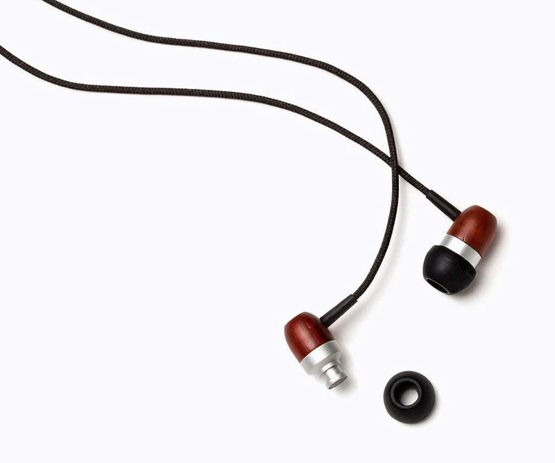 Symphonized GLXY Premium Genuine Wood in-Ear Noise-isolating Headphones with Mic and Nylon Cable (Cherry) Cherry