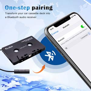Reshow Bluetooth Cassette Adapter for Car with Stereo Audio, Wireless Cassette Tape to Aux Adapter Smartphone Cassette Adapter (Black)