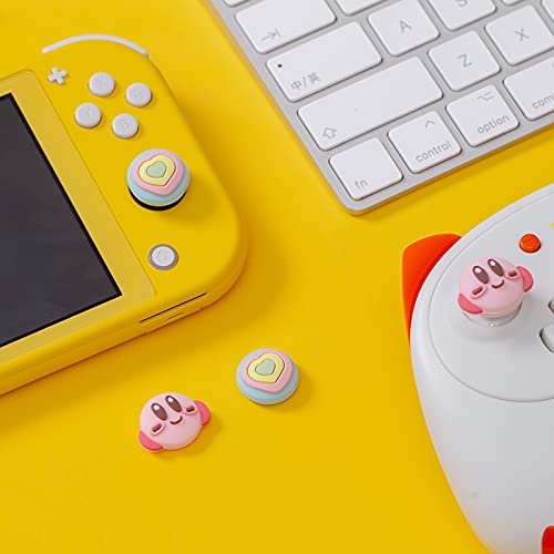 PERFECTSIGHT Cute Thumb Grip Caps 4PCS Compatible with Nintendo Switch & Switch Lite,Soft Silicone Cover for Joy-Con Controller (Kirby)