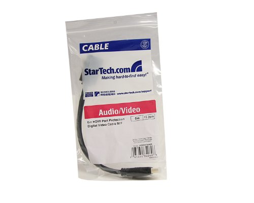 StarTech.com 6in High Speed HDMI Port Saver Cable M/F - Ultra HD 4k x 2k HDMI Cable - HDMI Port Saver 6-inch (HDMIEXTAA6IN),Black