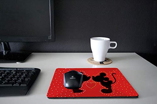 Lovely Cute Mice Silhouettes Red Heart Design Print Image Desktop Office Silicone Mouse Pad by Trendy Accessories