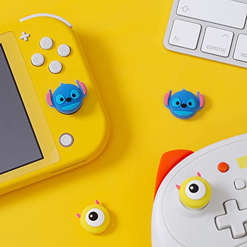 PERFECTSIGHT Cute Thumb Grip Cap Joystick Cap Compatible with Nintendo Switch Joy-con & Switch Lite, Kawaii Skin Grip Button Stick Cover Controller 3D Analog Ergonomic Kit Accessories (Stitch &Mike)