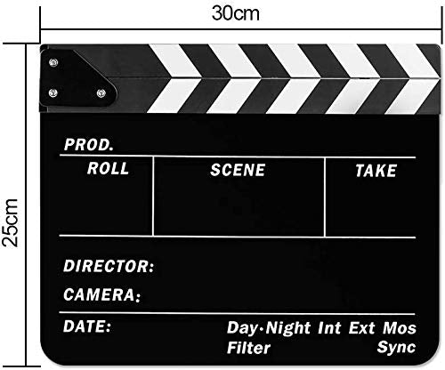 Sedremm Dry Erase Director's Film Movie Clapperboard Slate for Film TV MovieCut Action Scene (10x12in/24.5x30cm) White Clapboard and Colorful Stick