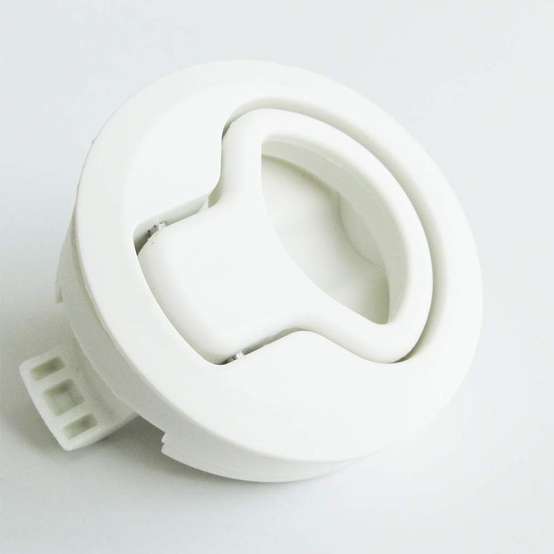 2PCS Boat 2'' Flush Pull Latch Slam Latch Hatch Round Pull Latch White Plastic for RV Boat Door Latches Deck Hatch 1/4'' Door Cabinet Hardware 2 Pieces