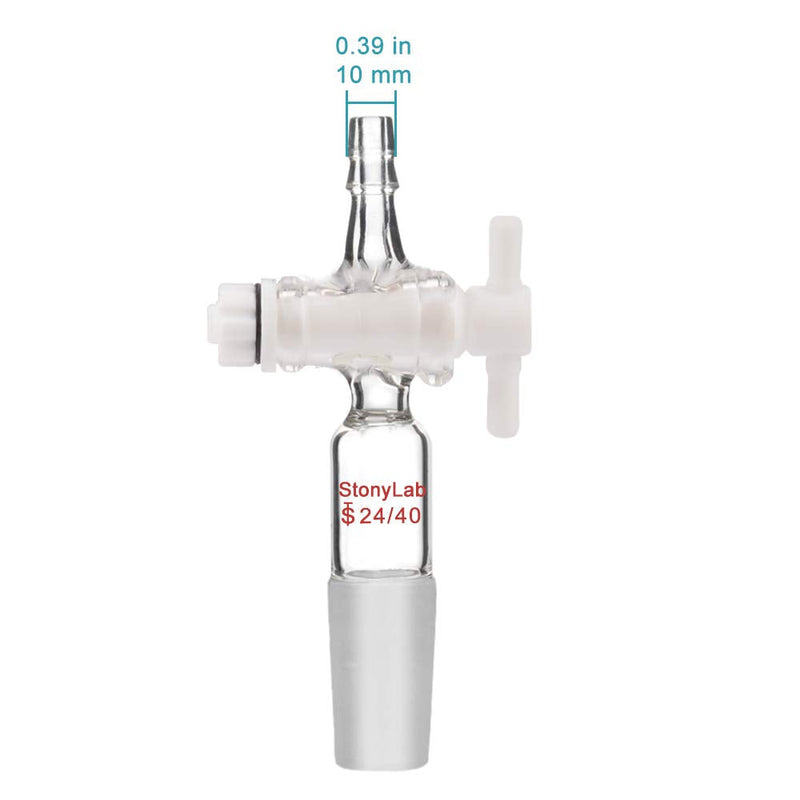 StonyLab Vacuum Flow Control Adapter with PTFE Stopcock, 24/40 Joint and Straight Hose Connection for Lab Supply