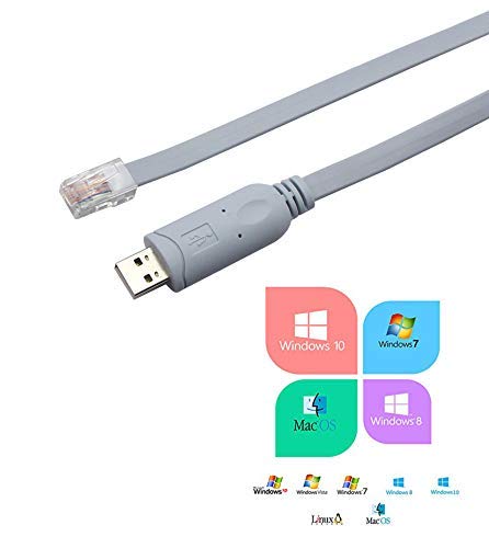 USB Console Cable, USB Male to RJ45 Male FTDI Chip Console Cable for PCs Laptops Router and More(USB 10FT 3m) USB to rj45 3m