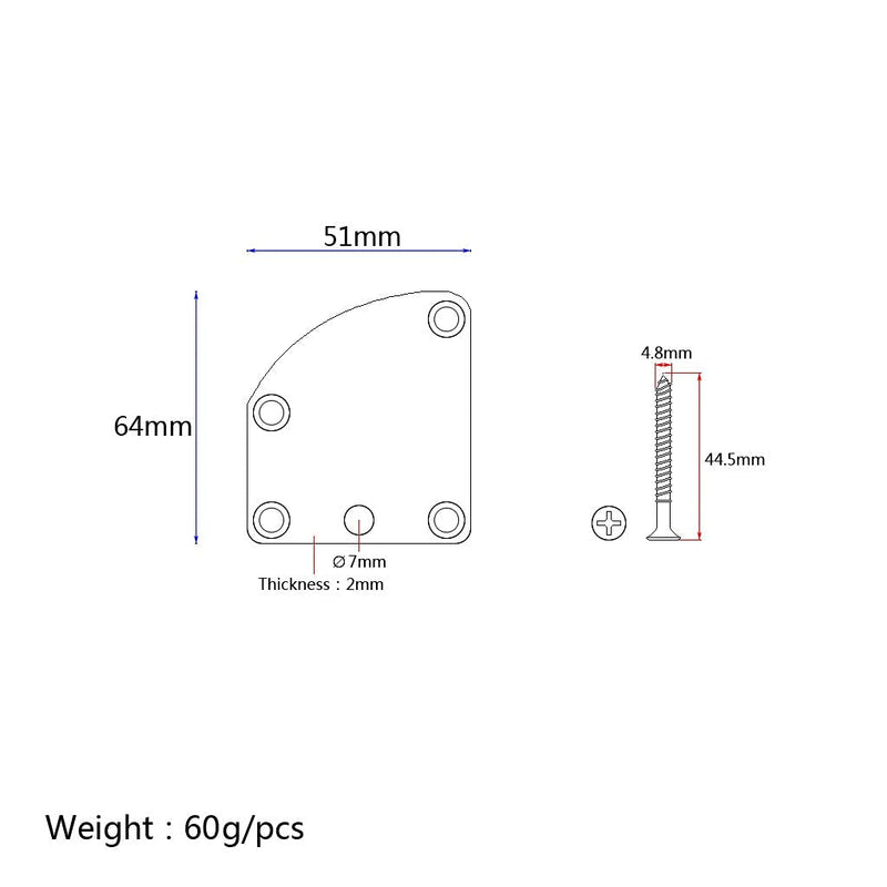 Alnicov Triangle 5 Holes Electric Guitar Neck Plate Guitar Neck Force Plate Connecting Plate for Electric Guitar Replacement