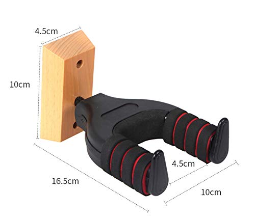Guitar wall hanger with automatic lock, guitar hanger wall hook holder, hardwood base guitar stand, suspension hook, suitable for most Acoustic, classical, electric guitars, bass, violin, ukulele