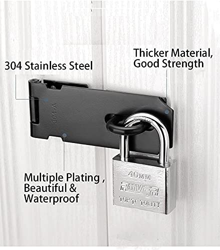 Door Hasp Padlock Latch Stainless Steel Safety Clasp Hasp Lock Latch Matte Black Finish 2 Pack (3inch) 3inch