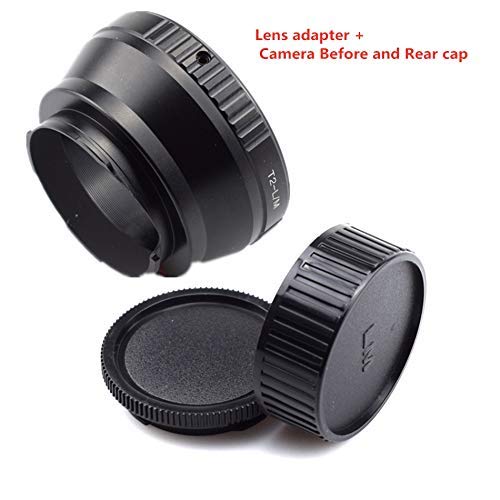 T2 to LM Lens Adapter and L/M Camera Before and Rear Cap,T-Mount (T/T-2) Screw SLR Lens to & for Leica M L/M M9 M8 M7 M6 M5 (T2 to LM Adapter) Package A