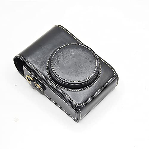 BolinUS Premium PU Leather Fullbody Camera Case Bag Cover for Ricoh GR II/III Sony RX100 V VI VII ZV-1 with Neck Strap (Black) Black