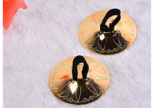 Wowlife 4 Pcs/2 Pairs Professional Belly Dancing Dance Costume Oriental Dance Finger Zills Finger Cymbals for Dancer Evening Party