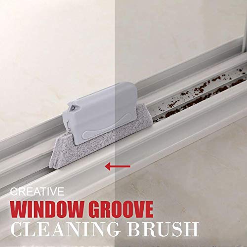 3PCS Creative Window Groove Cleaning Brush, Hand-Held Cleaner Tools, Fixed Brush Head Design, Scouring Pad Material Quickly clean for Door Corner Crack, Window Slides and Gaps