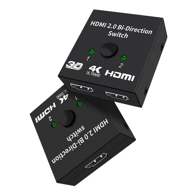 HDMI Switch 4K 60Hz, MVBOONE HDMI Splitter 2 in 1 Out, Ultra HD 4K 1080P 3D HDR, Compatible for HDTV, Xbox, PS5/4/3, Roke, Blu-Ray Player