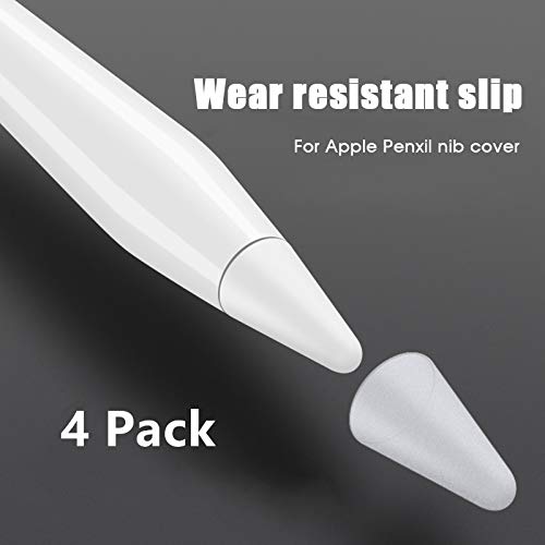 Tip Replacement for Apple Pencil(Pack of 4).Compatible iPad Pro Pencil tip 1st and 2nd Generation ,The Tips Compatible 10.5 inch 12.9 inch 9.7 inch,+Non-Slip Writing Nib Protector (Pack of 4)
