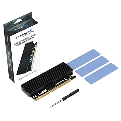 Sabrent NVMe M.2 SSD to PCIe X16/X8/X4 Card with Aluminum Heat Sink (EC-PCIE) M.2 PCIe Card w/ Heatsink