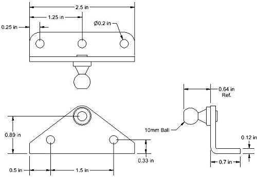 Angled Lift Support Bracket Outside Mount - Zinc Plated 10 Gauge Steel - 10mm Ball Stud - Gas Shock Mounting - Lid Strut Prop Spring Mount 2 Small Outside Mount