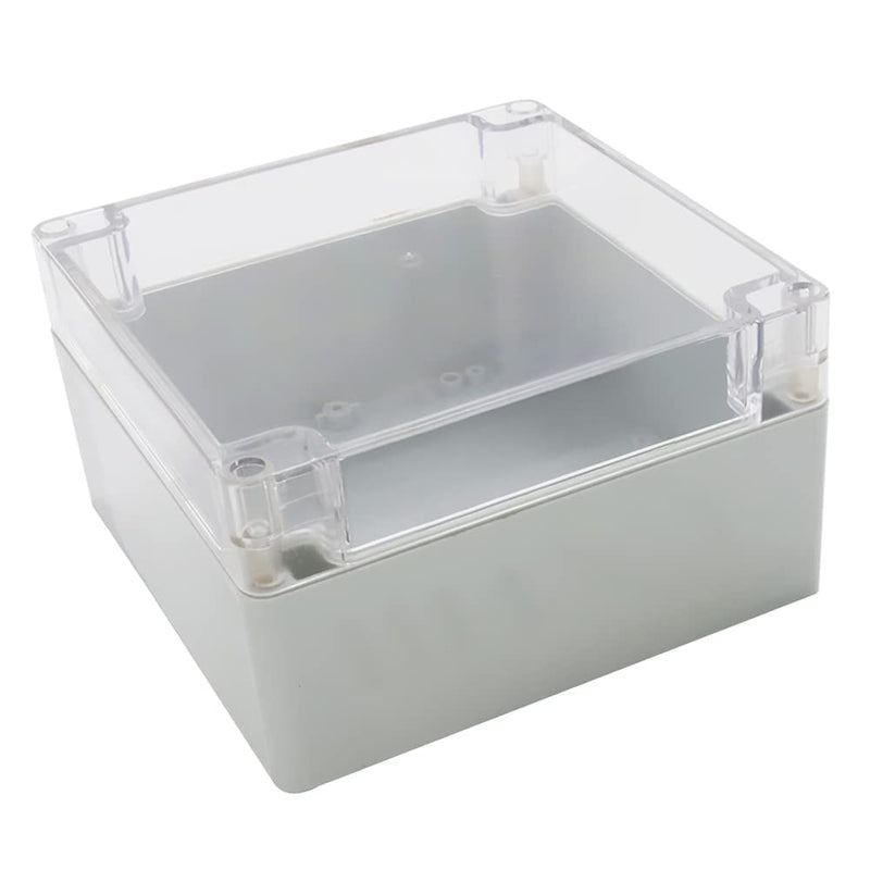 Heyiarbeit ABS Plastic Junction Box Dustproof Waterproof IP65 Electrical Enclosure Box Universal Project Enclosure Grey with PC Transparent Clear Cover 6.30 x 6.30 x 3.54 inches (160 x 160 x 90mm)