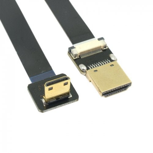 Cablecc 90 Degree Down Angled FPV Mini HDMI Male to HDMI Male FPC Flat Cable 50cm for Multicopter Aerial Photography Cablecc