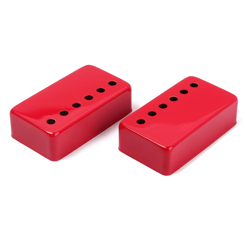 Alnicov Set of 2 Humbucker Guitar Pickup Covers Brass Pickup Covers 50MM/52MM Pole Spacing Fits for LP Les Paul Electric Guitar,Red