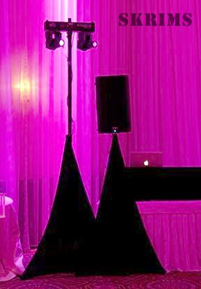 [AUSTRALIA] - Amazin Gear SKRIMS Tripod Speaker Stand Stretch Cover - Triple Sided DJ Scrim - Black Spandex DJ Skirt with 3-Sides +FREE Bag (SKRIMS-3B) 