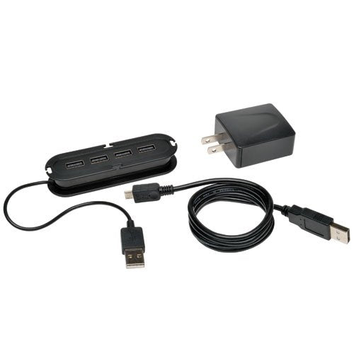 Tripp Lite 4-Port USB 2.0 Hi-Speed Ultra-Mini Hub with power adapter (U222004R), Black