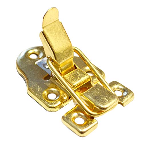 5 PCS Antique Brass Latch Hasps Decorative Copper Vintage Locks with Screws for Jewelry Case Wooden Boxes Gold (Length:2-3/8", Width:1-5/8")