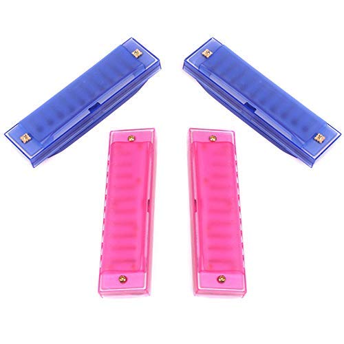 Xrten 10 Holes Harmonica Clear Candy Color Harmonica Mouth Organ Toy for Children(2 Pcs)