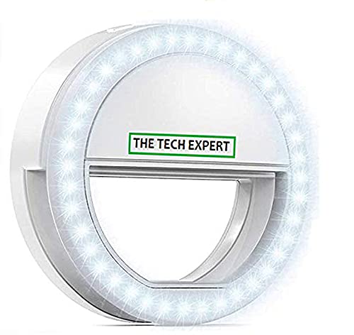 The Tech Expert Selfie LED Cellphone Light Clip-on Rechargeable Dimmable Ringlight for Live Streaming, Makeup, YouTube Video, TikTok Video Recording - 3 Pack,White