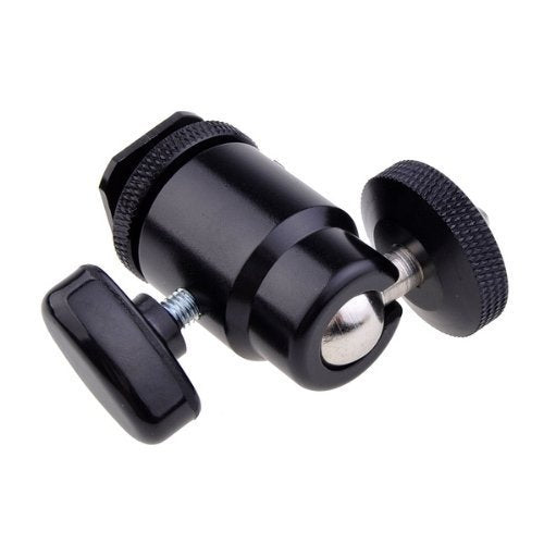 Action Mount - Mini Ball Head with Lock and Hot Shoe Adapter Camera Cradle for use with DLSR Camera. Easily Attach a Phone Mount, Flash, Trigger, or Diffuser. (Black)