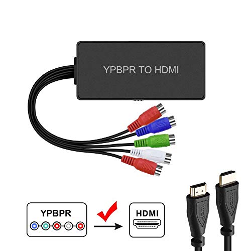1080P YPbPr to HDMI Converter, 5RCA Video Audio to HDMI Converter, Support 1080P for DVD, VCD, PSP, PS2, Xbox 360, Nintendo NGC to New HDTV Monitor or Projector.