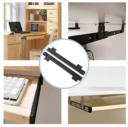MroMax 14-Inch Cold Rolled Steel Drawer Slides, 2 Fold Ball Bearing Slide Track Rail 2 Sections Steel Heavy Runners Ball 27mm Wide 100lb Capacity Black 1 Pair