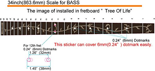 Inlay Sticker Fret Markers for Bass - Tree Of Life - White Pearl