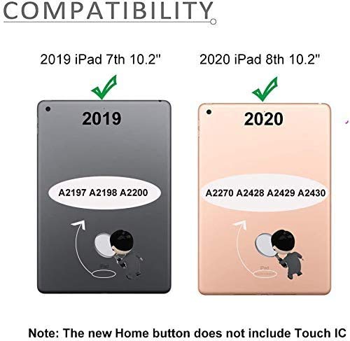 Dedia Home Button Replacement for iPad 7 7th Gen 10.2" 2019 (A2197 A2198 A2200),iPad 8 8th Gen 10.2" 2020 (A2270 A2428 A2429 A2430) Incl Flex Cable Connector (White Silver Ring) White(Silver Ring)